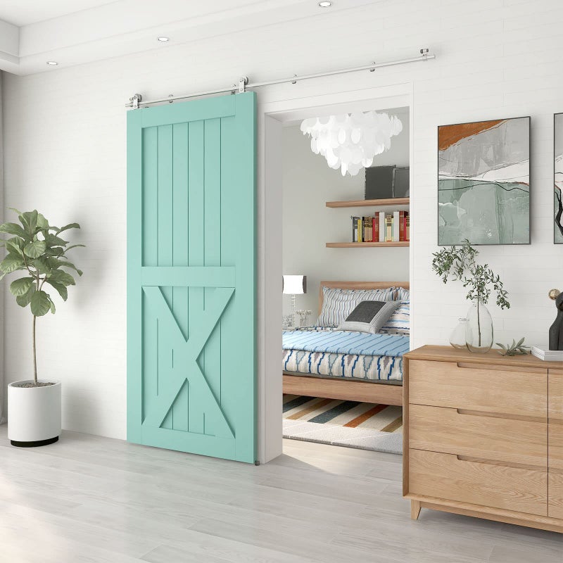 TSMST 6FT Sliding Barn Door Hardware Kit, Top Mount Stainless Steel Heavy Duty Sturdy Barn Door Track for Single Wood Door, Slide Smoothly Quietly (T Style) - Image 2
